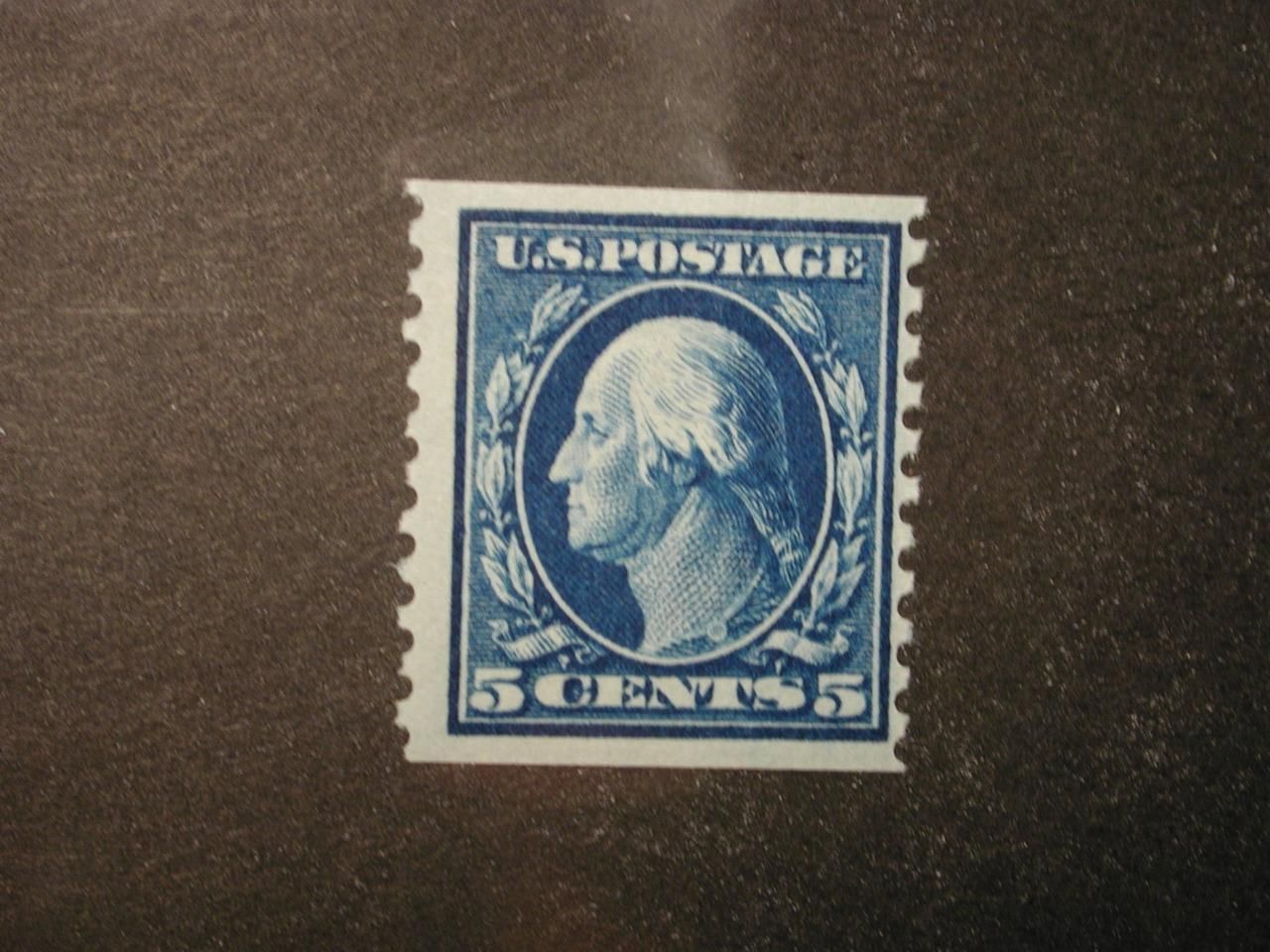 US 396 Blue George Washington 5 Cent Stamp US 396 very light