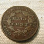 1834 Half-Cent Classic Head Type Clipped Planchet Error Very Fine