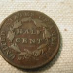 1834 Half-Cent Classic Head Type Clipped Planchet Error Very Fine