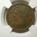 1852 Large Cent Penny NGC AU 50 BN Brown