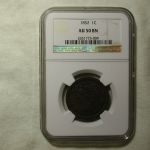 1852 Large Cent Penny NGC AU 50 BN Brown