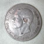 1882 Spain 5 Pesetas, KM #688, XF+