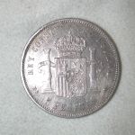 1882 Spain 5 Pesetas, KM #688, XF+