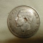 1882 Spain 5 Pesetas, KM #688, XF+