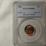 1936 1C Wheat Cent PCGS MS 66 RD