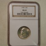 1936 25C Washington Quarter NGC MS 65 golden toning