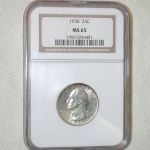 1936 25C Washington Quarter NGC MS 65 golden toning