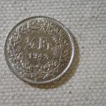 1943B Swiss 1/2F K23 Uncirculated