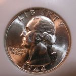 1944 25C Washington Quarter NGC MS66 Blazing Bright White