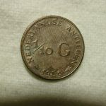 1956 1/10 Gulden, Netherlands Antilles, Silver Coin KM #3 ASW .0288 /XF