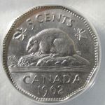 1962 Doubled Date 5 Cent Canada ANACS Certified AU 58