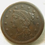 1853 U.S. Large Cent Modified Portrait Braided Hair (Environmental Damage) Extremely Fine