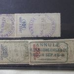 France 5 Revenue Stamps Cancelled