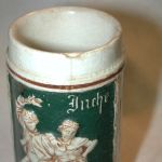 German Beer Stein Green & Ecru small 4″ lovers dancing #466/5