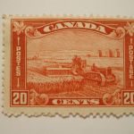 Stamps Canada #175 20 Cent – Brown Red L/H -Mint – Harvesting Wheat of 1930