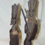 African Wood Statues Vintage Hand Carved Warriors