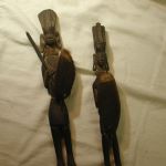 African Wood Statues Vintage Hand Carved Warriors