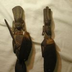 African Wood Statues Vintage Hand Carved Warriors