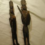 African Wood Statues Vintage Hand Carved Warriors