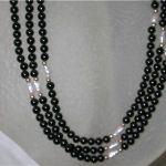 Black Onyx & Freshwater Pearl Triple Strand 18 Inch 14K yellow gold filled