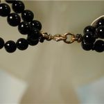 Black Onyx & Freshwater Pearl Triple Strand 18 Inch 14K yellow gold filled