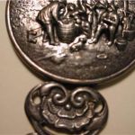 Denmark repousse silver round Purse Mirror w/Beveled glass mirror Hans Jensen