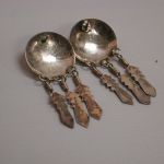 Long Turquoise Feather Disc dangling earrings 2 1/4″