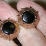 Men’s Vintage Round Goldtone & Black Round Stone Cuff Link