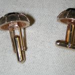 Men’s Vintage Round Goldtone & Black Round Stone Cuff Link