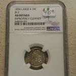 1834 Large 4 Liberty Dime JR-2 NGC AU DETAILS