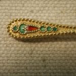Russian .875 Gold Plated and enameled beaded Silver Salt Spoon