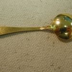 Russian .875 Gold Plated and enameled beaded Silver Salt Spoon