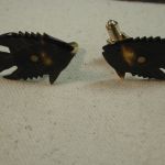 Fish cufflinks – carved etched faux shell – Gold Filled