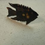 Fish cufflinks – carved etched faux shell – Gold Filled