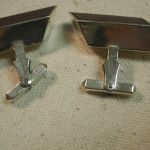Vintage Sterling & Dark Wood Architectural Rhombus Cufflinks