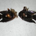Fish cufflinks – carved etched faux shell – Gold Filled