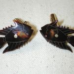 Fish cufflinks – carved etched faux shell – Gold Filled