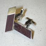 Vintage Sterling & Dark Wood Architectural Rhombus Cufflinks