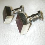 Vintage Sterling & Dark Wood Architectural Rhombus Cufflinks
