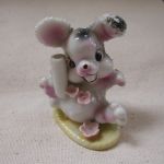 Vintage Japan cute Bunny sugared porcelain single stem vase handpainted