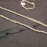 Trifari Twist Black and Gold Necklace 28 inches w Bracelet