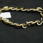 Trifari Twist Black and Gold Necklace 28 inches w Bracelet