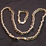 Trifari Twist Black and Gold Necklace 28 inches w Bracelet