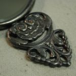 Danish Hans Jensen repousse silver round Purse Mirror w/Beveled glass mirror