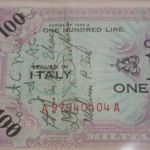 1943A Italy 100 Lire Military Currency WW2 Servicemen signed