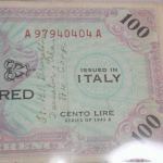 1943A Italy 100 Lire Military Currency WW2 Servicemen signed
