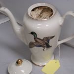 Delano Studio Water Fowl Duck Coffee Pot  Dennis Puleston hand painted