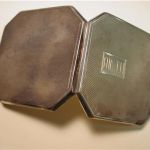 English engine turned herringbone Sterling Silver Octagon Compact JGL Hallmark