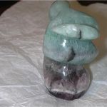 Green & Purple Fluorite Crystal polished three tier sculpture