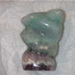 Green & Purple Fluorite Crystal polished three tier sculpture